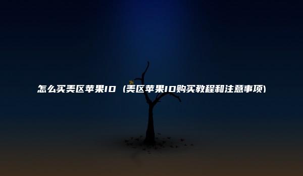 怎么买美区苹果ID (美区苹果ID购买教程和注意事项)