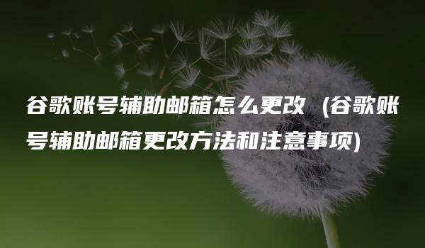 谷歌账号辅助邮箱怎么更改 (谷歌账号辅助邮箱更改方法和注意事项)