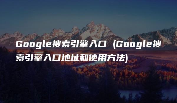 Google搜索引擎入口 (Google搜索引擎入口地址和使用方法)