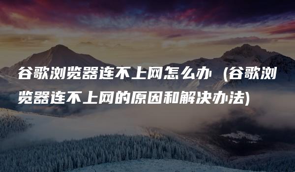 谷歌浏览器连不上网怎么办 (谷歌浏览器连不上网的原因和解决办法)