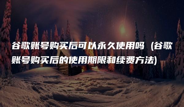 谷歌账号购买后可以永久使用吗 (谷歌账号购买后的使用期限和续费方法)