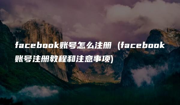 facebook账号怎么注册 (facebook账号注册教程和注意事项)