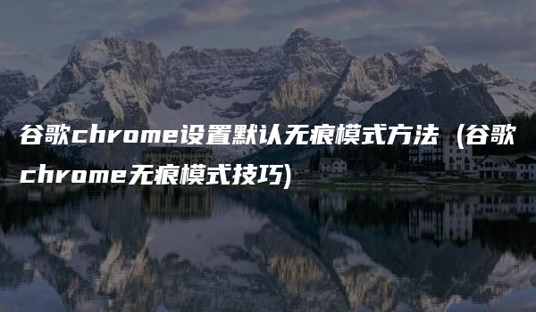 谷歌chrome设置默认无痕模式方法 (谷歌chrome无痕模式技巧)