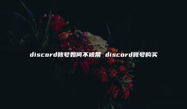 discord账号如何不被禁 discord账号购买