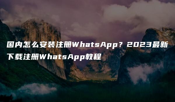 国内怎么安装注册WhatsApp？2023最新下载注册WhatsApp教程