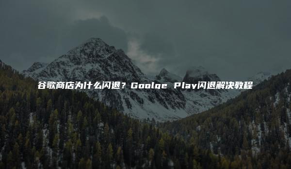 谷歌商店为什么闪退？Goolge Play闪退解决教程